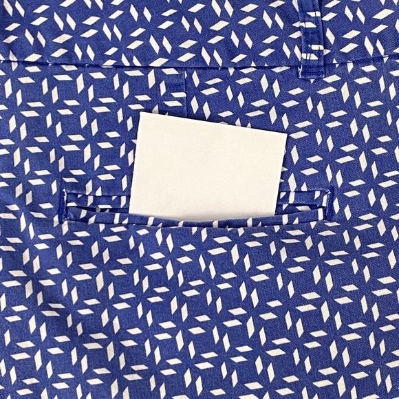 Banana Republic Martin Fit Cuffed Shorts Sz 4 Blue Geometric Print - Picture 4 of 9